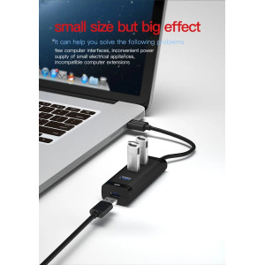 USB hub для ПК та ноутбука - ЮСБ розгалужувач з живленням CHB007 - 1 